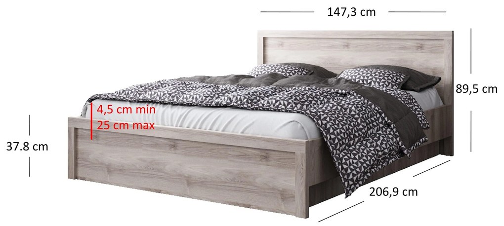 Franciaágy 140 cm Japon (nairobi gesztenye) (ágyráccsal) (tárolóhellyel). 1116899