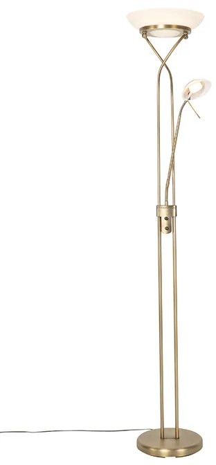 Bronz állólámpa LED-del és fényerőszabályzóval, olvasólámpával - Empoli