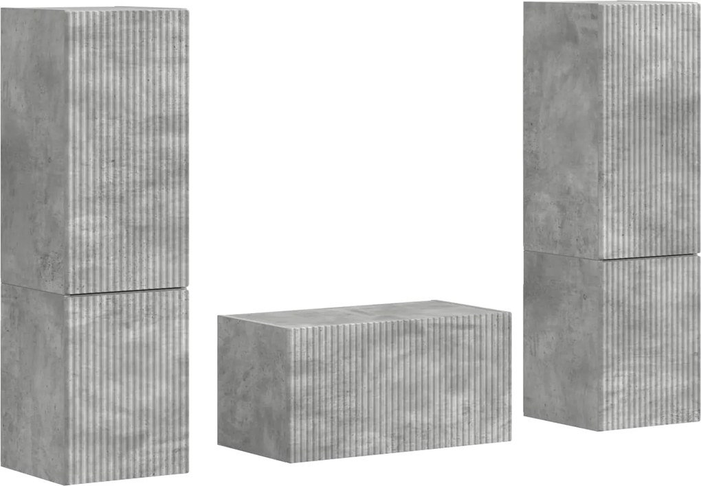 vidaXL TV szekrény garnitúra 5 pcs Beton Szürke Faanyag