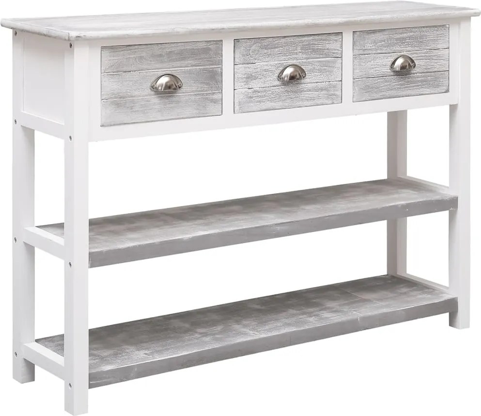 vidaXL antik szürke tömör császárfa tálalószekrény 108 x 30 x 76 cm