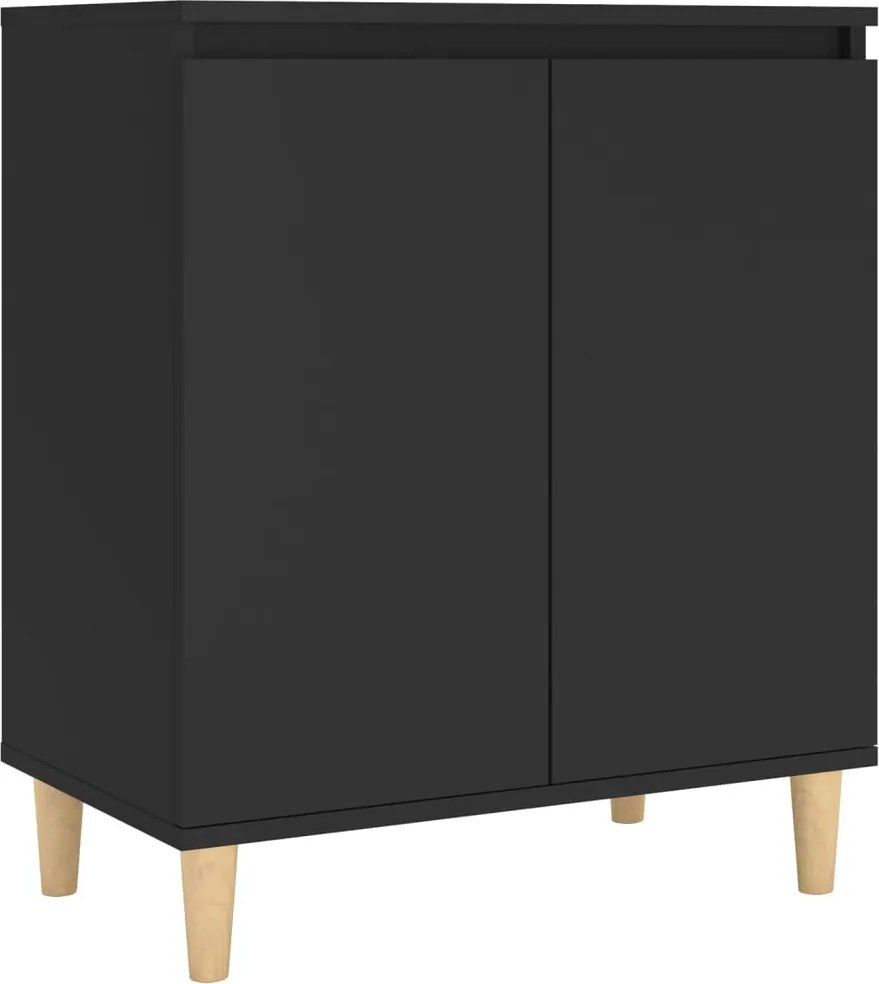 vidaXL fekete szerelt fa tálalószekrény tömör falábakkal 60x35x70 cm