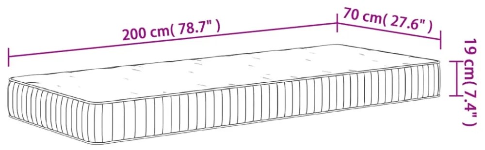 közepes zsebrugós matrac 70 x 200 cm