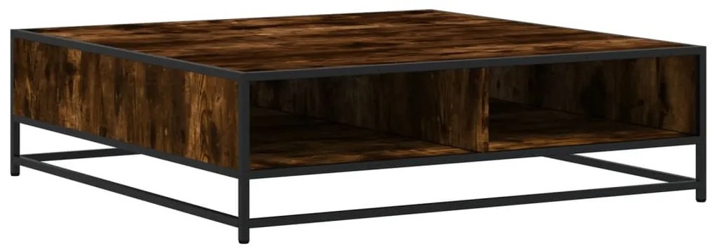 füstös tölgy szerelt fa és fém dohányzóasztal 100 x 100 x 30 cm