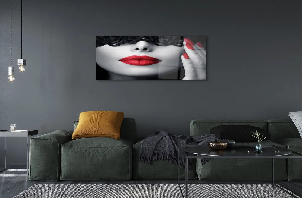 Üvegképek Vörös ajkak nő 125x50 cm