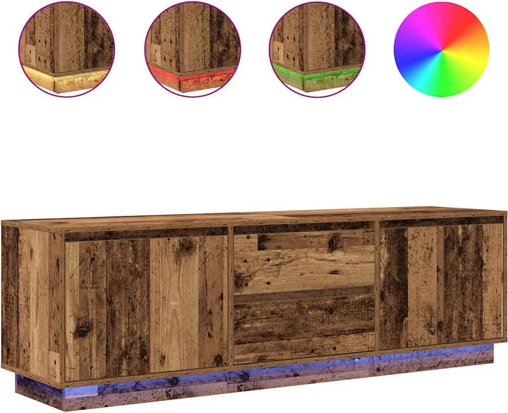 vidaXL antik fa színű TV-szekrény LED-lámpákkal 160,5x41x50 cm