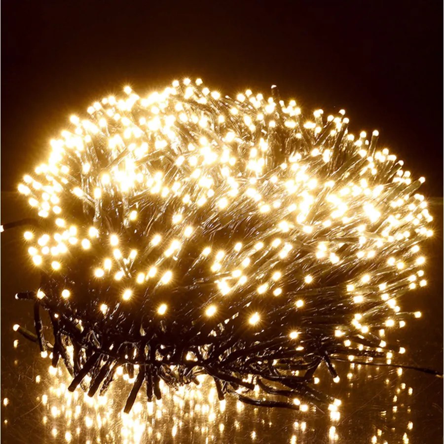 12,4 m-es 960 LED-es sűrű BOA fényfüzér, hálózati adapteres, meleg fehér, 8 világítási mód, időzíthető, IP44