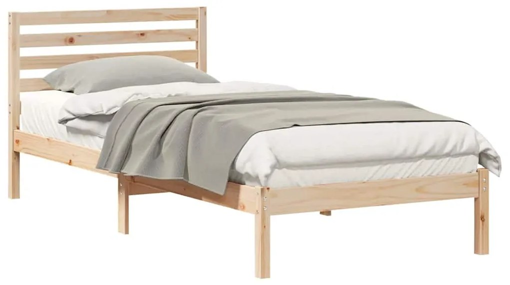 Ágykeret fejtámlával Barna 90 x 210 cm Tömör fenyőfa