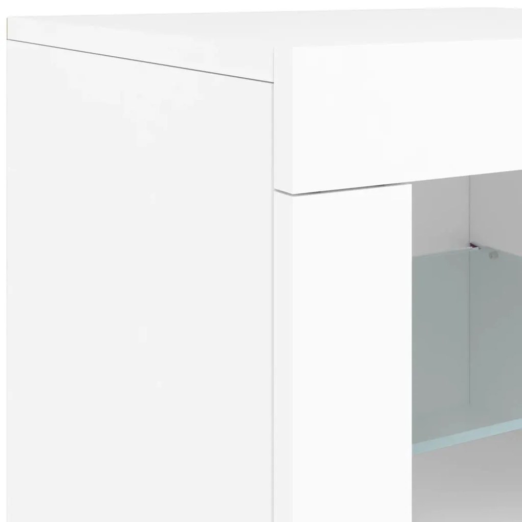 fehér tálalószekrény LED-világítással 162 x 37 x 67 cm