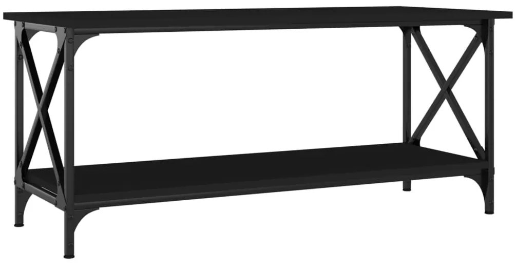 Fekete szerelt fa és vas dohányzóasztal 100 x 45 x 45 cm