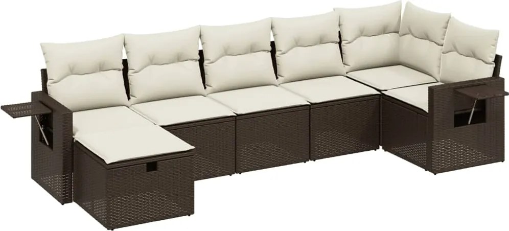 vidaXL 7 részes barna polyrattan kerti ülőgarnitúra párnákkal