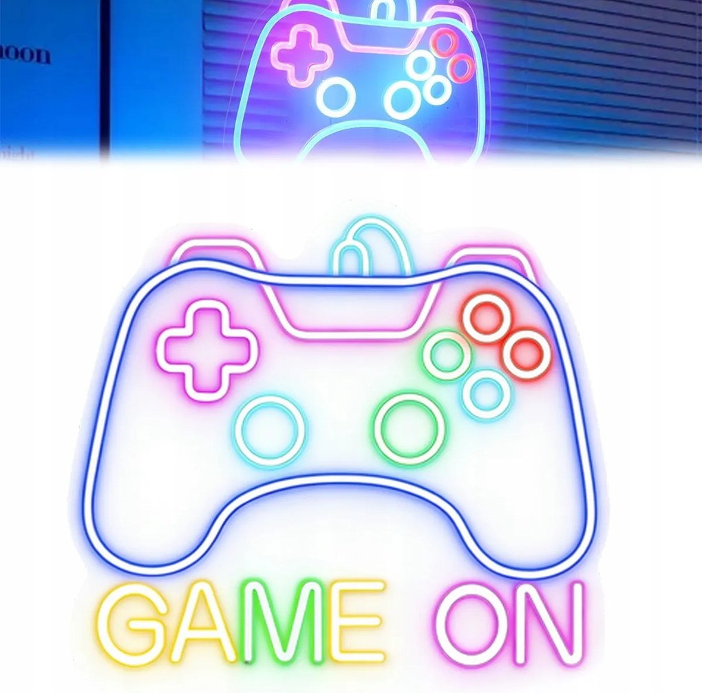 Neon Led ajándék fali neon szoba Game On Usb Éjszakai Lámpa
