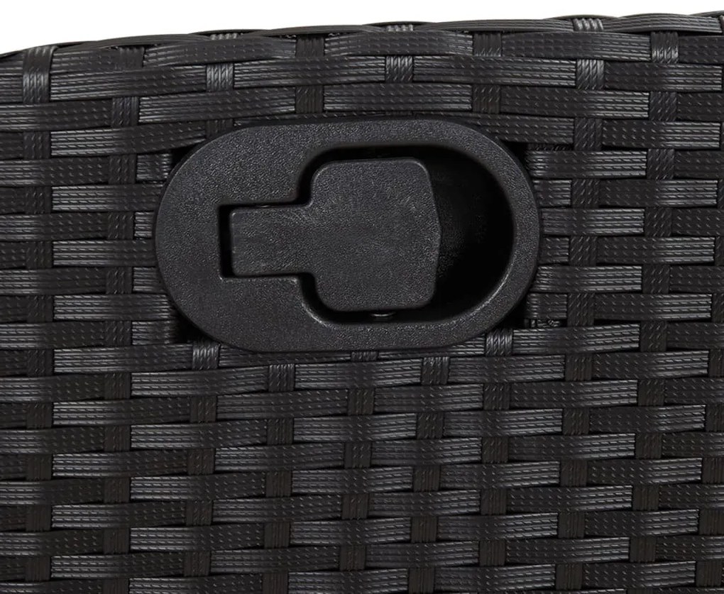 7 részes fekete polyrattan kerti étkezőgarnitúra párnával