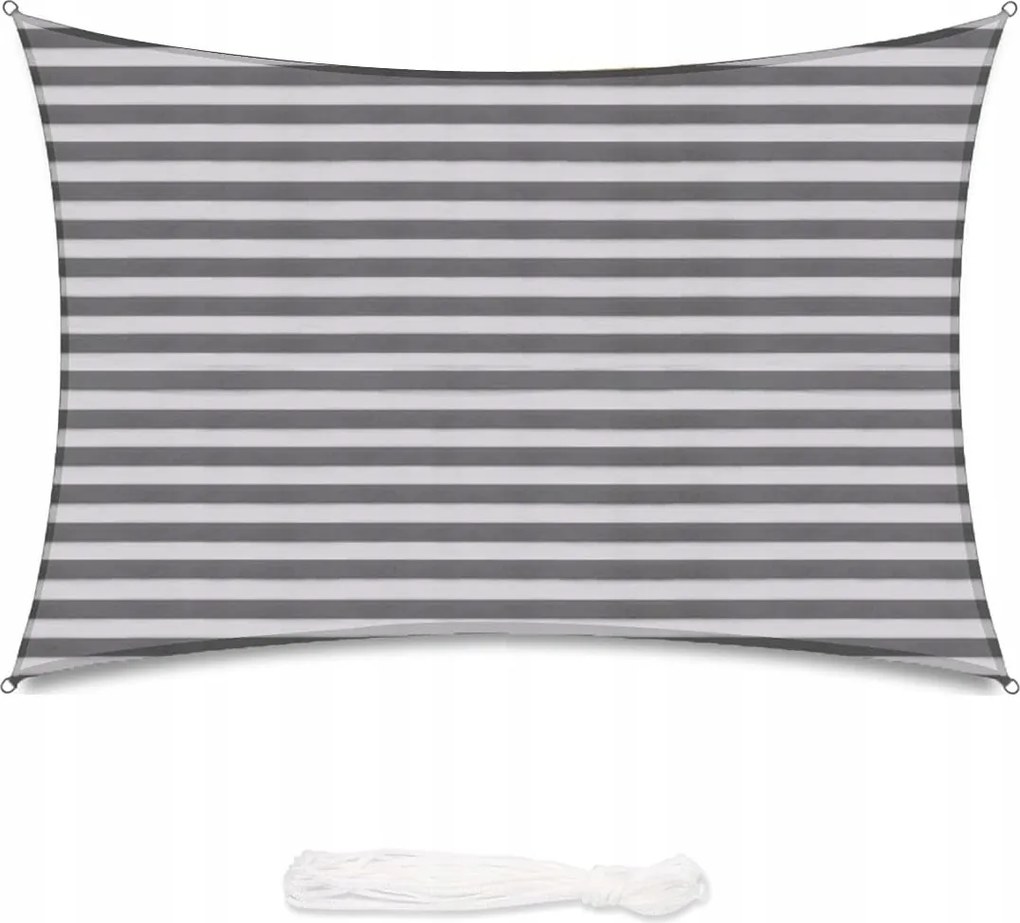Kerti Napvitorla 300 x 400 CM Sekey Hdpe Szürke Csíkos