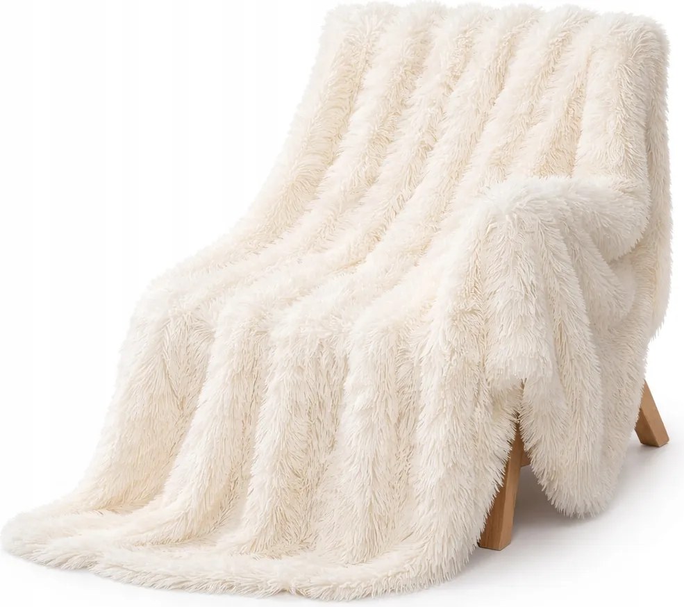 Kankaeu Szőrme Takaró 160x200 Krém Szuper Puha Meleg Flanel Prémium