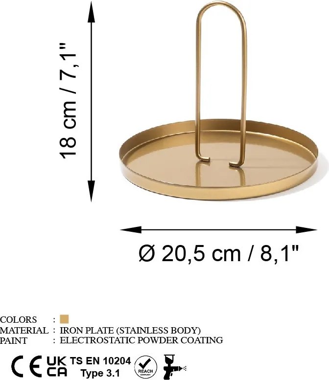Dísztárgy, arany, Ø20,5 cm – TR247HFM1111