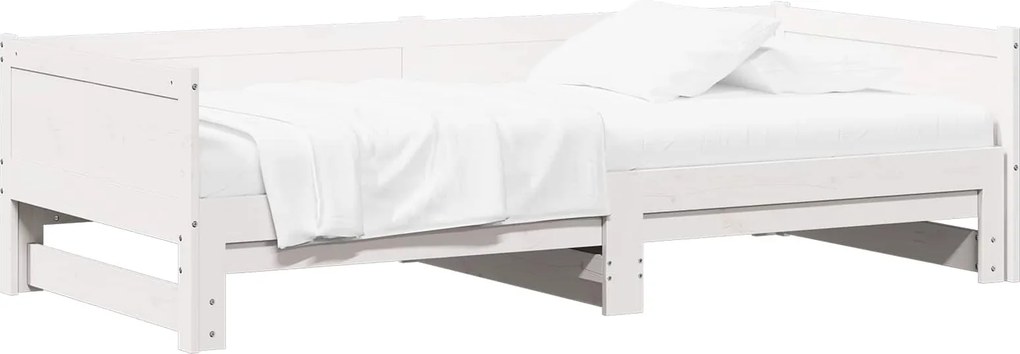 vidaXL Kihúzható nappali ágy Fehér 180 x 200 cm Tömör fenyőfa