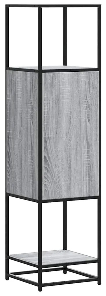 Highboard szürke sonoma 35,5x35x139 cm gépelt fa és fém