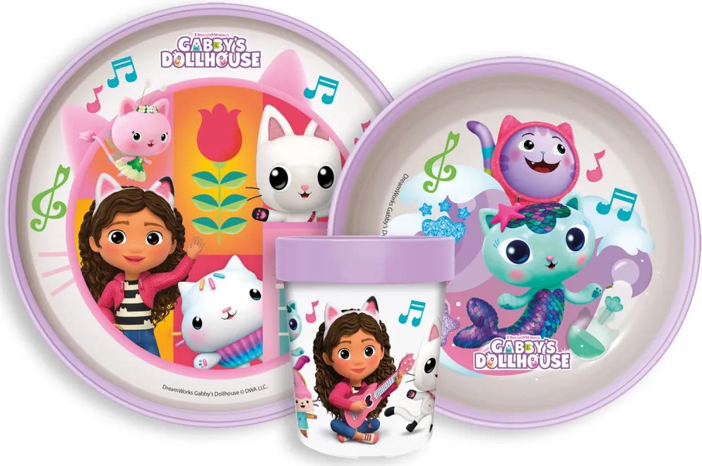 Gabi babaháza Wonderland csúszásmentes étkészlet, micro műanyag szett