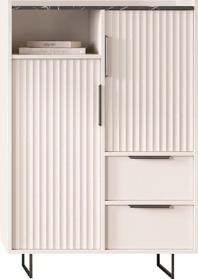 Komód, kasmír/sötét márvány, FRESIO KOM2D2S