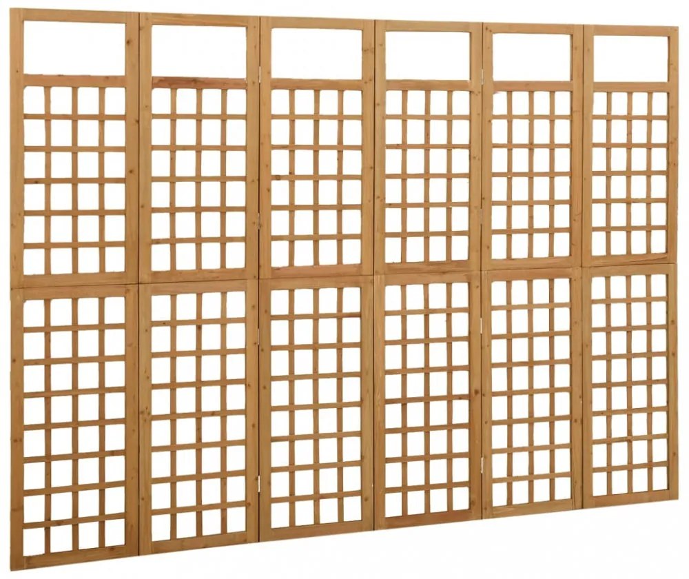 6 paneles tömör fenyőfa térelválasztó/lugasrács 242,5 x 180 cm