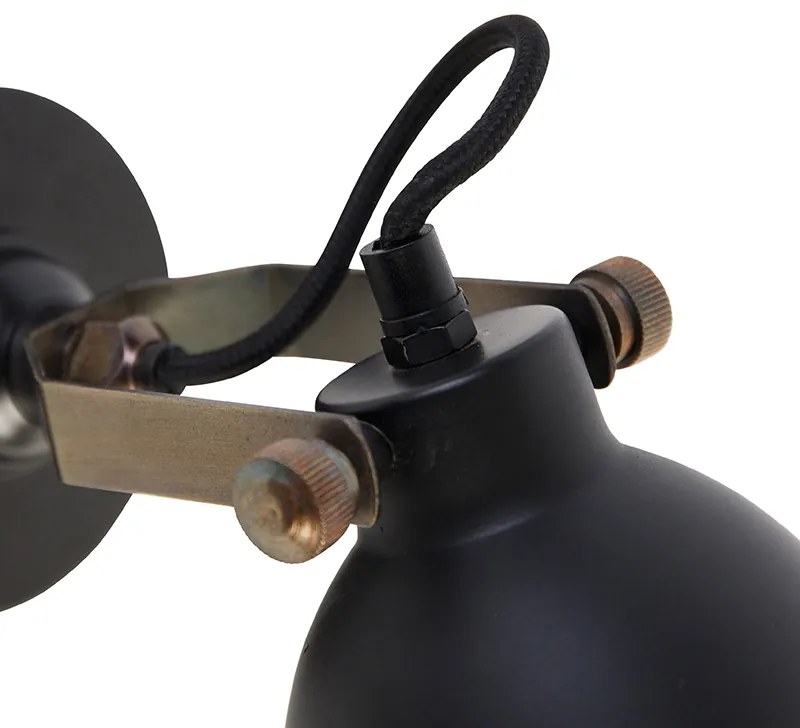 Ipari fali lámpa fekete arannyal, állítható - Liko