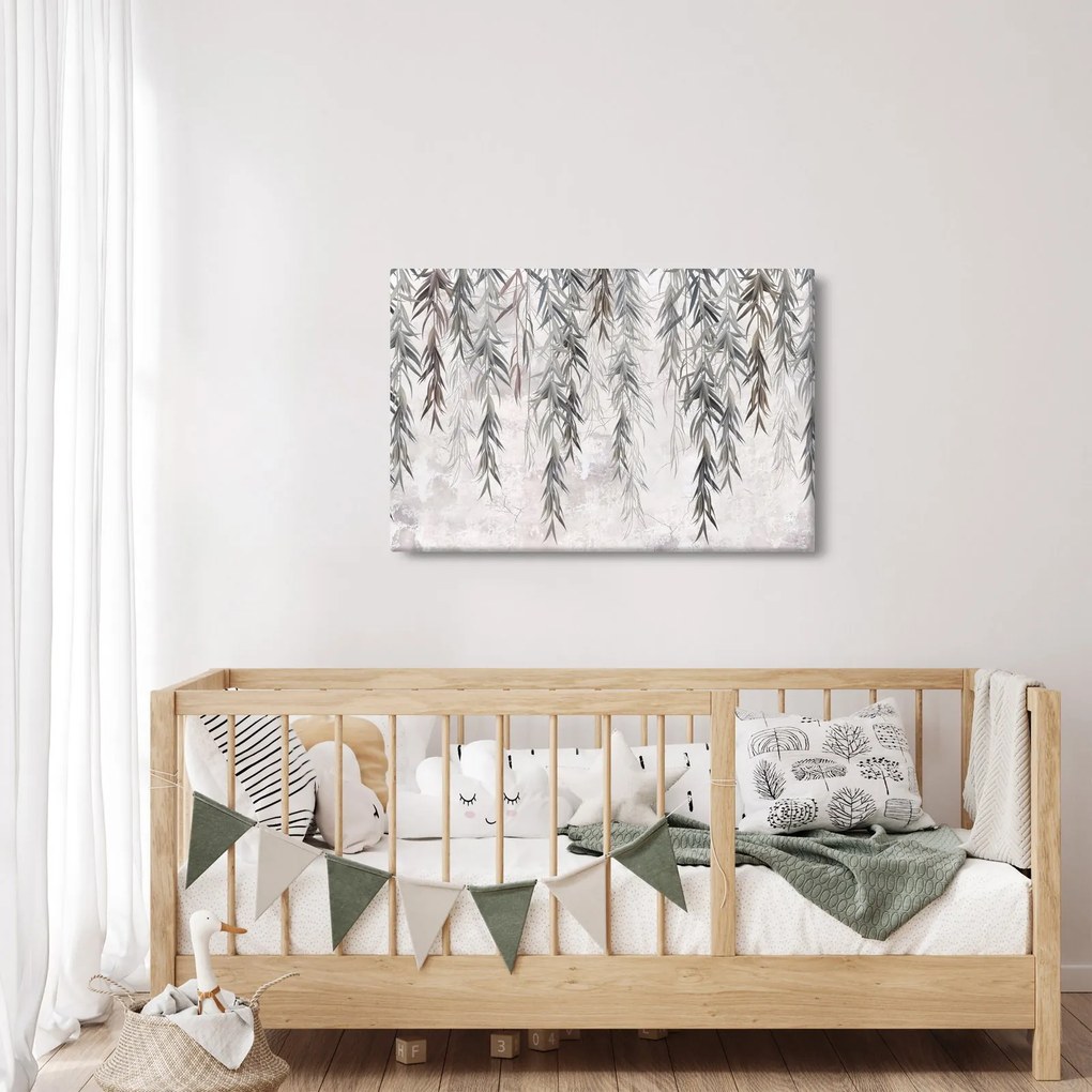 Kép - Fűzfa gallyak szürke vakolatban (90x60 cm)