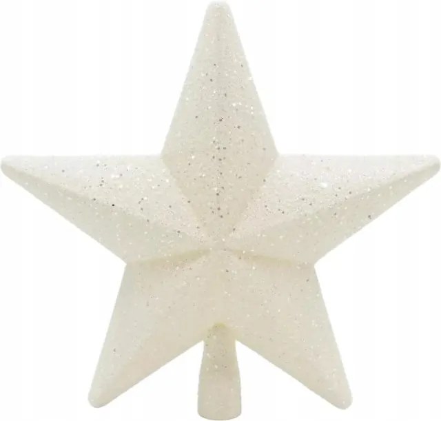 Dekoratív csillag karácsonyfadísz csillámos fehér 20 cm