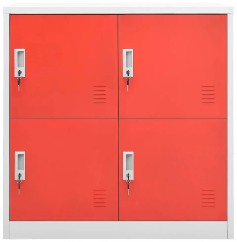 5 db világosszürke-piros acél zárható szekrény 90x45x92,5 cm