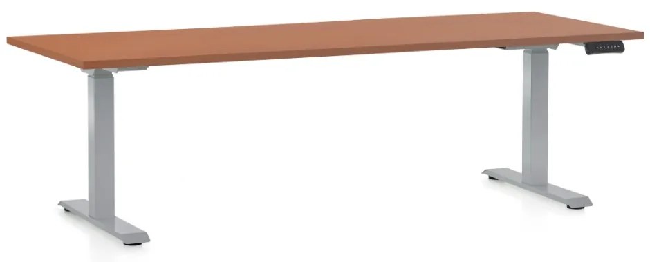 Állítható magasságú asztal OfficeTech D, 200 x 80 cm, szürke alap, cseresznye