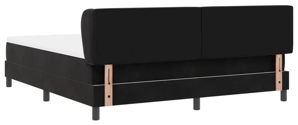 Boxspringágy Matrac Készlettel Fekete 180x200 cm Bársony
