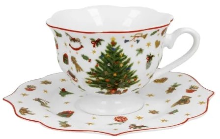 Karácsonyi fenyőfás porcelán csésze aljjal 190 ml díszdobozban Christmas Tree