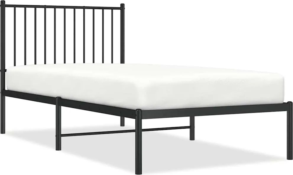 vidaXL fekete fém ágykeret fejtámlával 90 x 190 cm