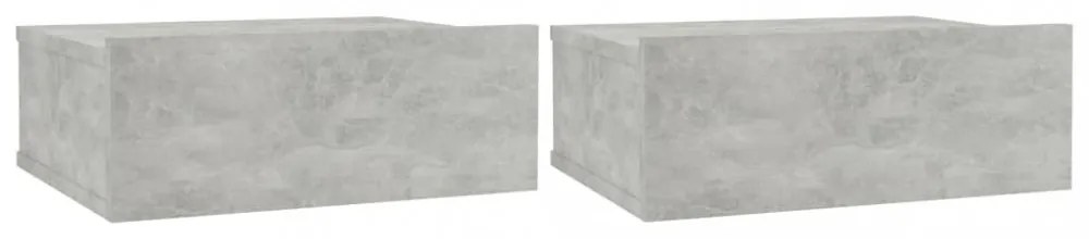 2 db betonszürke szerelt fa függő éjjeliszekrény 40x30x15 cm