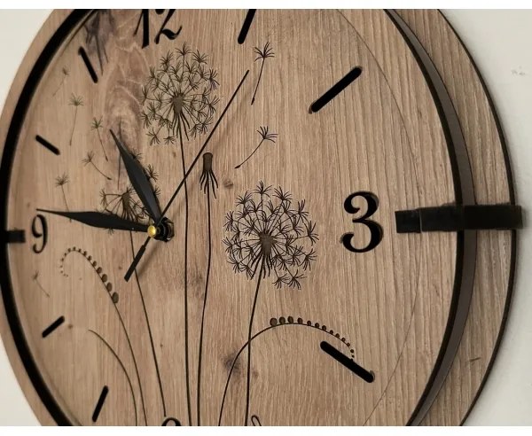 Li-Go 23682/DUB5 - Falióra 1xAA Ø 32 cm tölgy/pitypang