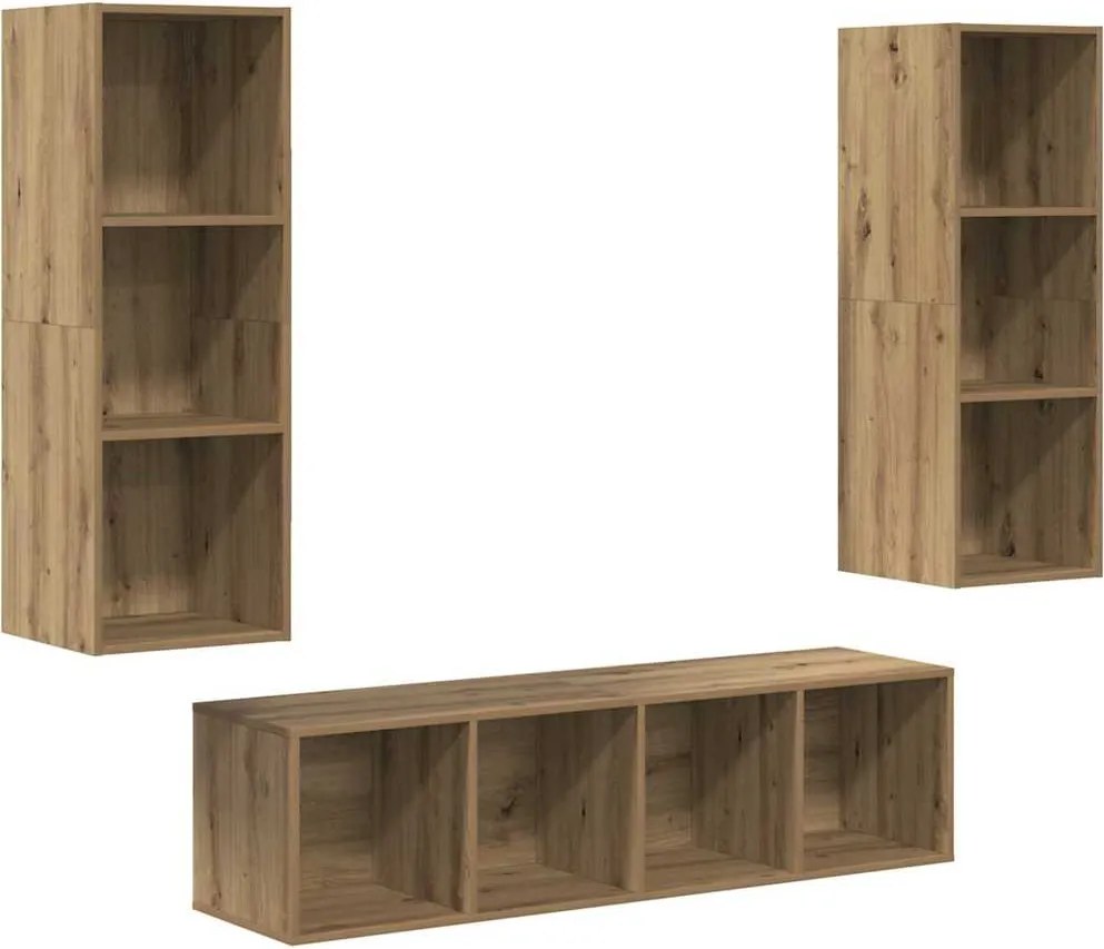 vidaXL TV szekrény garnitúra 3 pcs Artisan tölgy Faanyag