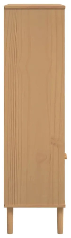 SENJA barna rattanhatású tömör fenyő könyvszekrény 90x35x130 cm