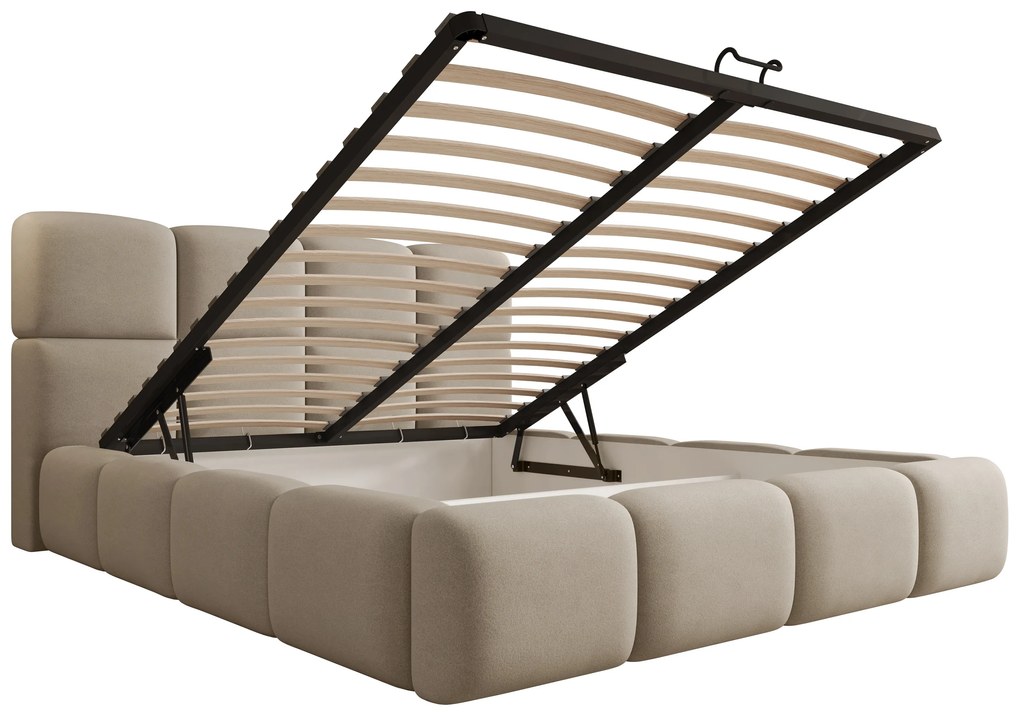 Cloud kárpitozott ágy 180x200 ágyneműtartóval - bézs bársony Castel 15