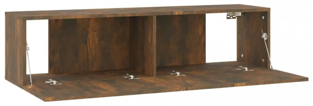 füstös tölgy színű szerelt fa fali TV-szekrény 120 x 30 x 30 cm