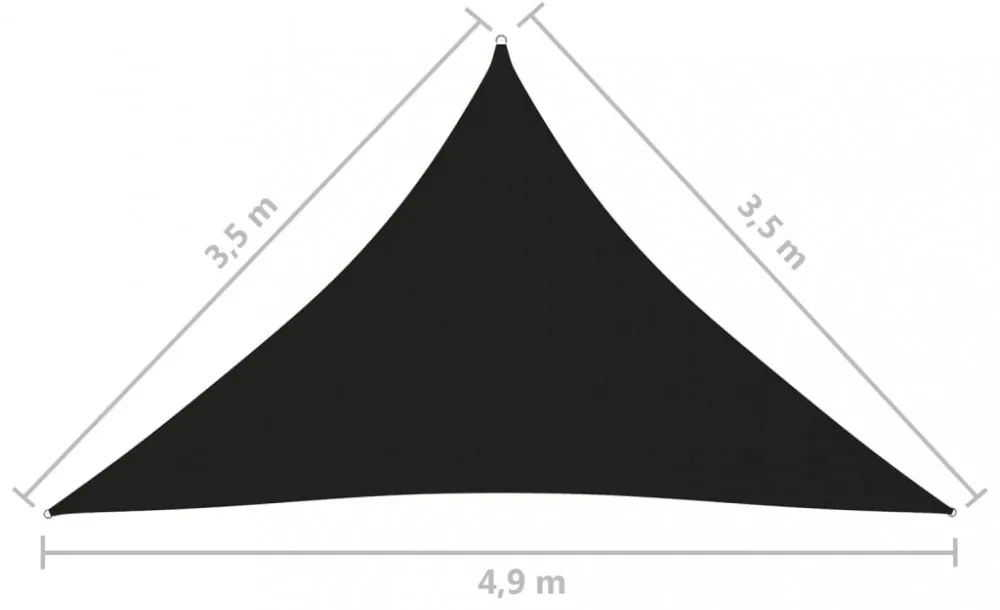 fekete háromszögű oxford szövet napvitorla 3,5 x 3,5 x 4,9 m