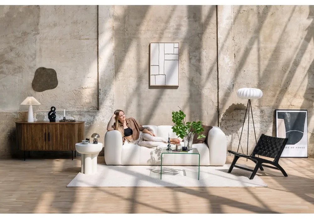 Krémszínű bársony kanapé 225 cm Cube – Bonami Selection