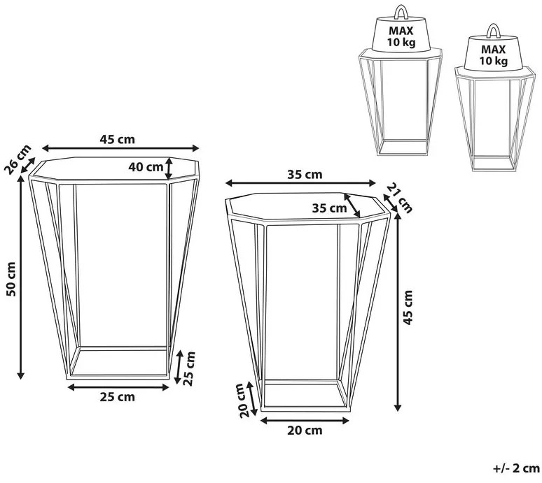 Dohányzóasztal szett 2 db SIENE (MDF) (arany). 1018586