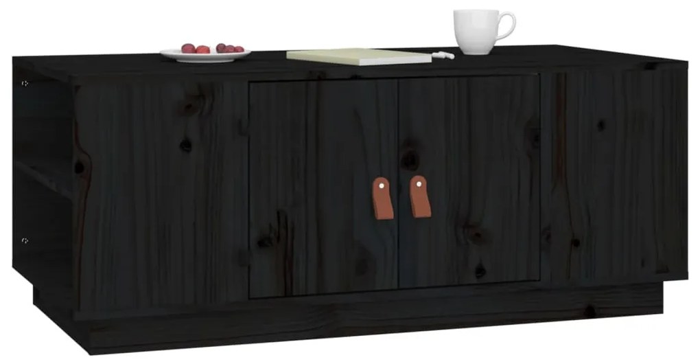 Fekete tömör fenyőfa dohányzóasztal 100 x 50 x 41 cm
