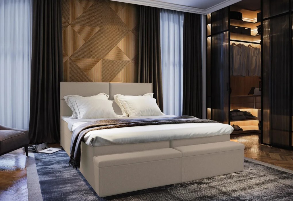 MELISA kárpitozott boxspring ágy, 140x200, sawana 80 + topper