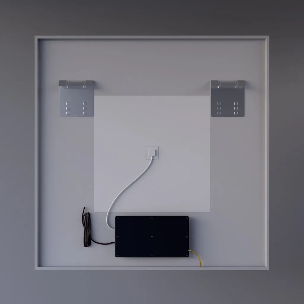 Fürdőszobai LED tükör 80x80cm | Páramentesítő funkció - Óra - Fényerő és színhőmérséklet szabályozás | Welland Luxury-Line G1091