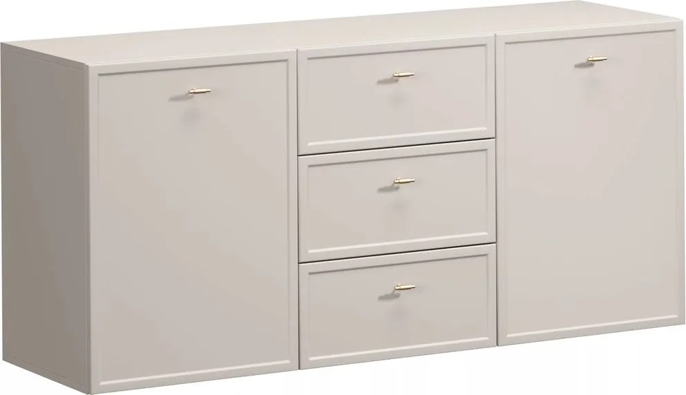 Lorini falra szerelhető komód 150 cm fiókokkal - kasmír / arany T-bar fogantyúk