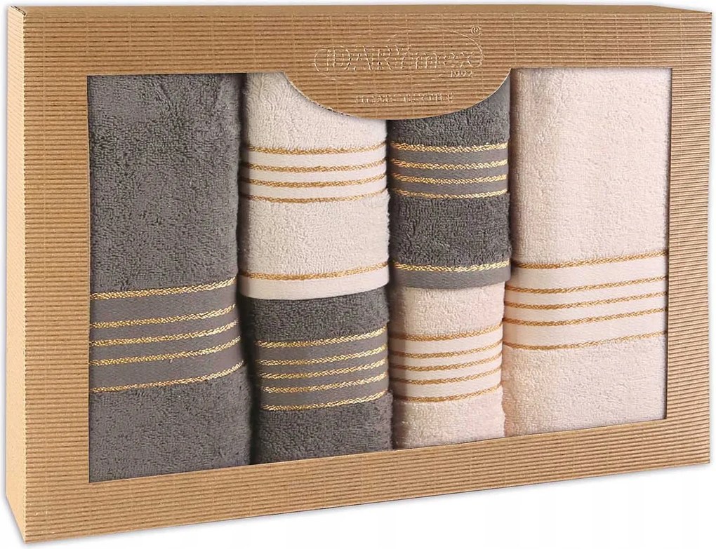 Törölköző Pamut Tiwano Krém Grafit (p) 2x30x50+2x50x90+2x70x140 kpl.