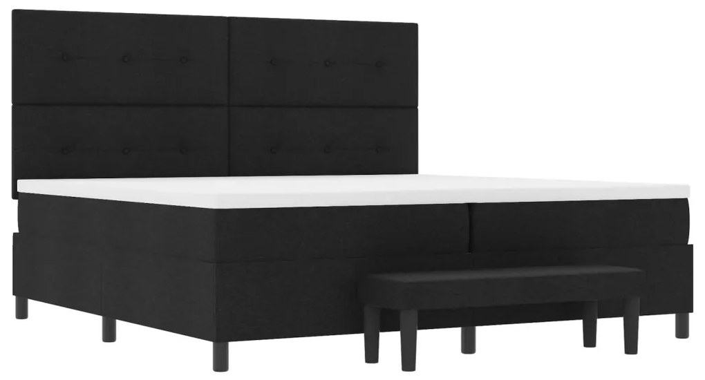 vidaXL Boxspring ágy matraccal és paddal fekete 200x200 cm szövet