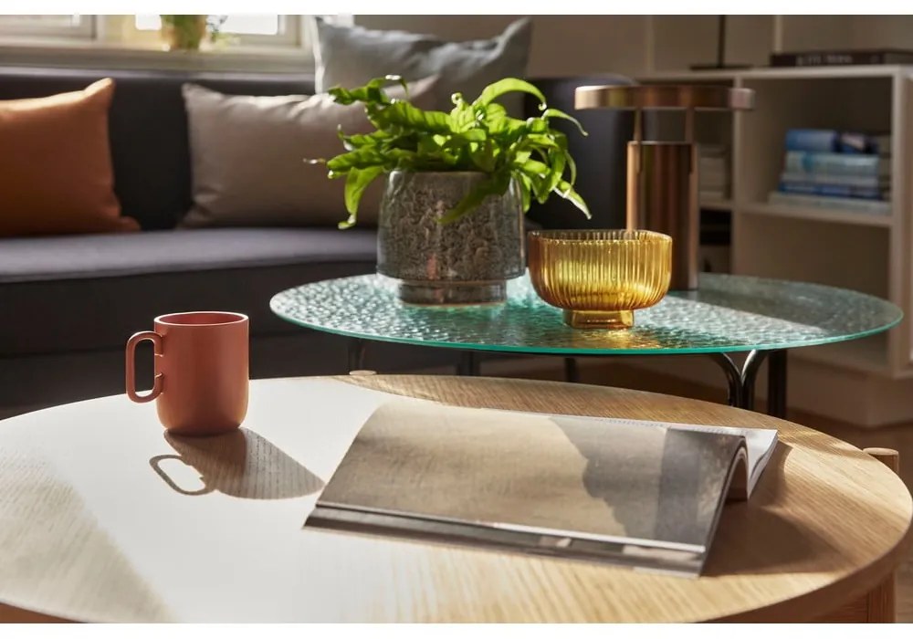 Natúr színű kerek dohányzóasztal tölgyfa dekorral ø 86 cm Heritage – Hübsch