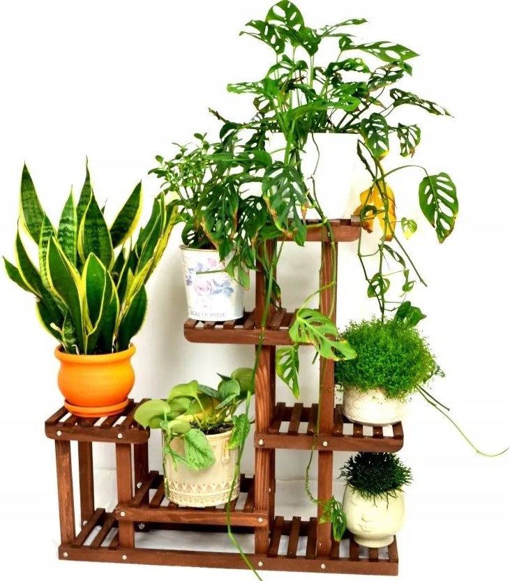 Virágtartó fa virágtartó állvány KW1B barna 73cm