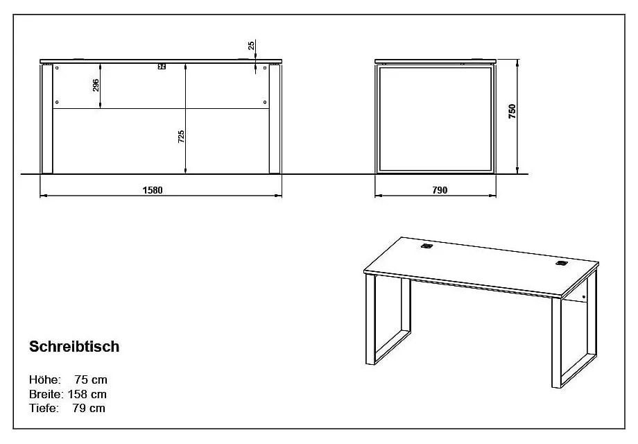 Íróasztal tölgyfa dekorral 158x79 cm Lioni - Germania